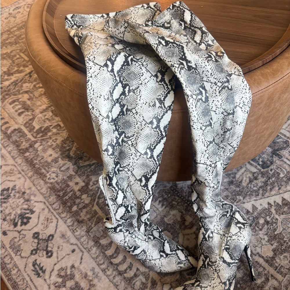 Snakeskin Over-the-Knee Boots